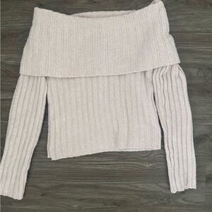 Pink Rose Off-Shoulder Sweater in Soft Pink